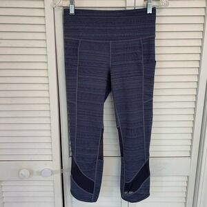 Athleta Space Dye Mesh Panel Capri Leggings Pockets Small Athleisure Yoga‎ Gym